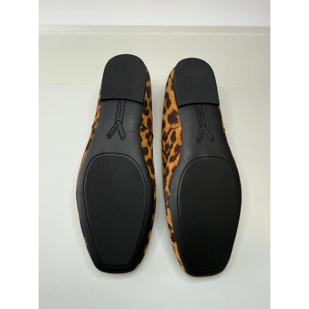 Vionic Orinda Leopard Print Square Toe Ballet Orthopedic Flats Womens 9 Wide NEW